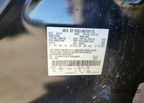 2015 Ford Explorer Limited z USA, uszkodzony, nr VIN 1FM5K7F87FGA00952